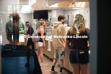 Students wait for their meals in the newly renovated Dinning Center in the East Campus Union. First 