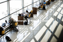 Students study in the College of Business. First day for in-person learning for the fall semester. A