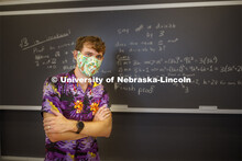 Associate Professor, Josh Brummer livens up his Math 309 class by teaching in a Hawaiian shirt and c
