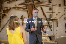 Dean, Richard Moberly, talks with students in the College of Law. Nebraska Law College photo shoot. 