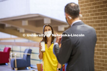 Dean, Richard Moberly, talks with students in the College of Law. Nebraska Law College photo shoot. 