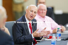 Nebraska Governor Pete Ricketts talks at the Nebraska Agricultural Innovation Panel at Nebraska Inno