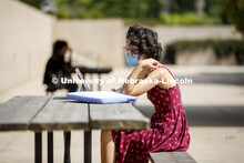Students study in the Sheldon Sculpture Garden on City Campus. September 15, 2020. 