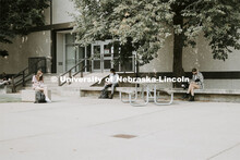 Ben Evjen teaches his Design 2 class outside the Woods Art Building. September 16, 2020. 