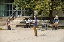 Ben Evjen teaches his Design 2 class outside the Woods Art Building. September 16, 2020. 