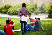 Assistant Professor Andrea Basche teachers her AGRO 405 - Crop Management Strategies class in the gr