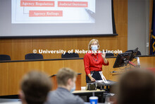 Colleen Medill, Professor, College of Law, teaches property law in the college auditorium. September