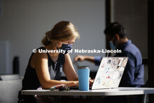 Alexandra Schroder, a senior in Nutritional Science and Dietetics from Holdrege, Nebraska, studies i