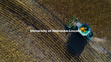 A combine works through a corn field north of Adams, NE. Fall harvest. October 7, 2020. 