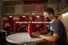 Students inside the remodeled Nebraska East Union. East Campus photo shoot. October 13, 2020. 