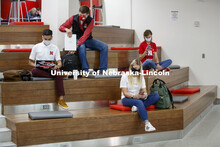 Students inside the remodeled Nebraska East Union. East Campus photo shoot. October 13, 2020. 