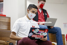 Students inside the remodeled Nebraska East Union. East Campus photo shoot. October 13, 2020. 