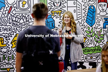 Students enjoy ice cream while social distancing inside the Dairy Store. East Campus photo shoot. Oc