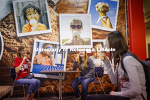 Students enjoy ice cream while social distancing inside the Dairy Store. East Campus photo shoot. Oc