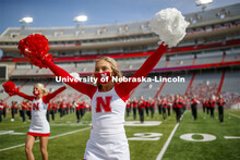 Cornhusker Marching Band, Cheer Squad and Homecoming Royalty met in the empty Memorial Stadium to re