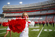 Cornhusker Marching Band, Cheer Squad and Homecoming Royalty met in the empty Memorial Stadium to re
