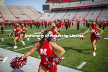Cornhusker Marching Band, Cheer Squad and Homecoming Royalty met in the empty Memorial Stadium to re