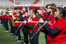 Cornhusker Marching Band, Cheer Squad and Homecoming Royalty met in the empty Memorial Stadium to re