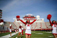 Cornhusker Marching Band, Cheer Squad and Homecoming Royalty met in the empty Memorial Stadium to re