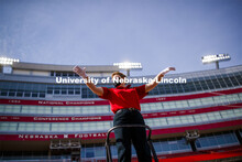 Cornhusker Marching Band, Cheer Squad and Homecoming Royalty met in the empty Memorial Stadium to re
