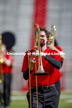 Cornhusker Marching Band, Cheer Squad and Homecoming Royalty met in the empty Memorial Stadium to re
