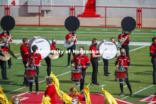 Cornhusker Marching Band, Cheer Squad and Homecoming Royalty met in the empty Memorial Stadium to re