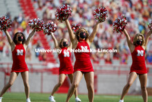 Cornhusker Marching Band, Cheer Squad and Homecoming Royalty met in the empty Memorial Stadium to re