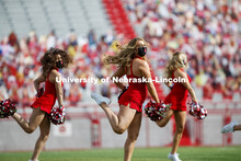 Cornhusker Marching Band, Cheer Squad and Homecoming Royalty met in the empty Memorial Stadium to re