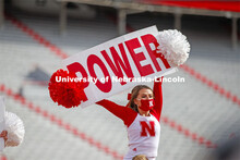Cornhusker Marching Band, Cheer Squad and Homecoming Royalty met in the empty Memorial Stadium to re
