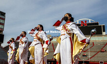 Cornhusker Marching Band, Cheer Squad and Homecoming Royalty met in the empty Memorial Stadium to re