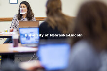 Loukia Sarroub teaches her TEAC 438/838 Linguistics in Learning and Language Contexts class in the G