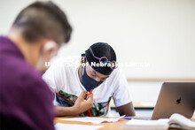 Students in Loukia Sarroub’s TEAC 438/838 Linguistics in Learning and Language Contexts class work