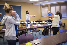 Students in Barbara Terwilliger’s Health and Wellness in the Elementary Classroom course do “ene