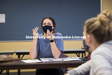 Students in Barbara Terwilliger’s Health and Wellness in the Elementary Classroom course in small 