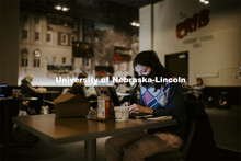 Madeline Reddel, a senior from Omaha, studies in the Crib in the Nebraska Union. City campus. Novemb