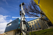 There are four new charging stations on the UNL campuses awaits electric vehicles in front of Howard