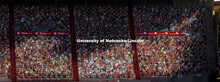 More than 6,000 corrugated plastic cutouts fill the lower level of east stadium, the tunnel walk, an