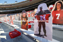 More than 6,000 corrugated plastic cutouts fill the lower level of east stadium, the tunnel walk, an