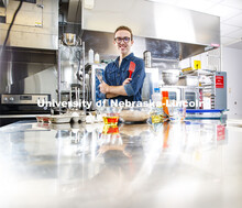 William Wilton, a sophomore in Child, Youth and Family Studies, in the Leverton Hall kitchen. Photo 
