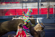 Children at the University of Nebraska-Lincoln Children's Center spent time on pajama day climbing o