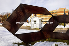 Testing pod west of Hamilton Hall. Pods are springing up on campus for the new saliva-based COVID te