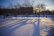 Students met the first day of classes for spring semester with the campus covered in deep snow after