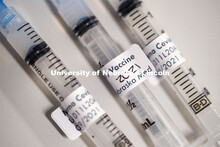 Syringes and vials of Moderna COVID-19 Vaccine. University Health Center and UNMC College of Nursing