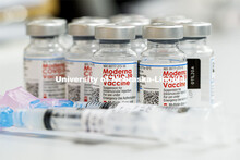 Syringes and vials of Moderna COVID-19 Vaccine. University Health Center and UNMC College of Nursing
