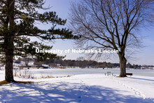 Footsteps in the snow at Holmes Lake in the winter. February 1, 2021. 