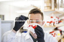 Grad students working in the Ryan Pedrigi biosystems engineering lab in Scott Engineering Center. Fe