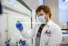 Grad students working in the Ryan Pedrigi biosystems engineering lab in Scott Engineering Center. Fe