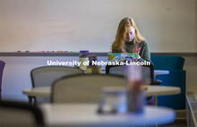 Madison Sides, junior in English, performs a writing center consultation over Zoom in the Writing Ce