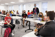Maria Benes, faculty affiliate with the Honors Program and course instructor, discusses the day’s 