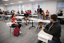 Maria Benes, faculty affiliate with the Honors Program and course instructor, discusses the day’s 
